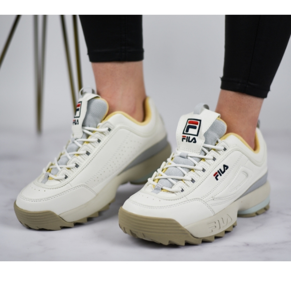 Fila Disruptor CB low size 9 white yellow blue and gray EUC